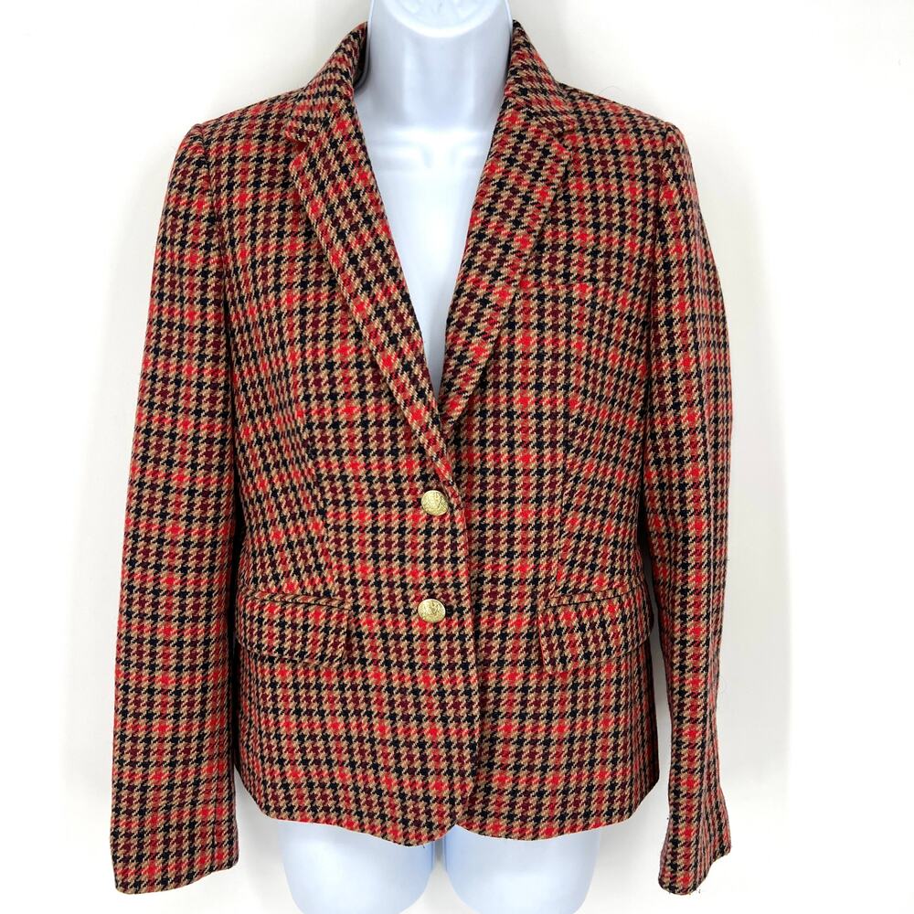 J. Crew Factory Schoolboy Wool Plaid Lined Blazer Autumn Colors Size 4